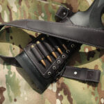 Padded Leather SET Rifle buttstock cartridge holder and Rifle Sling