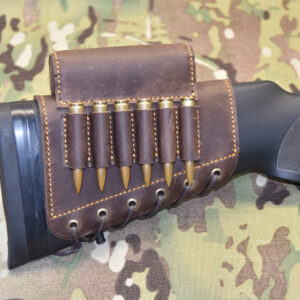 Leather Rifle buttstock sleeve with cheek rest