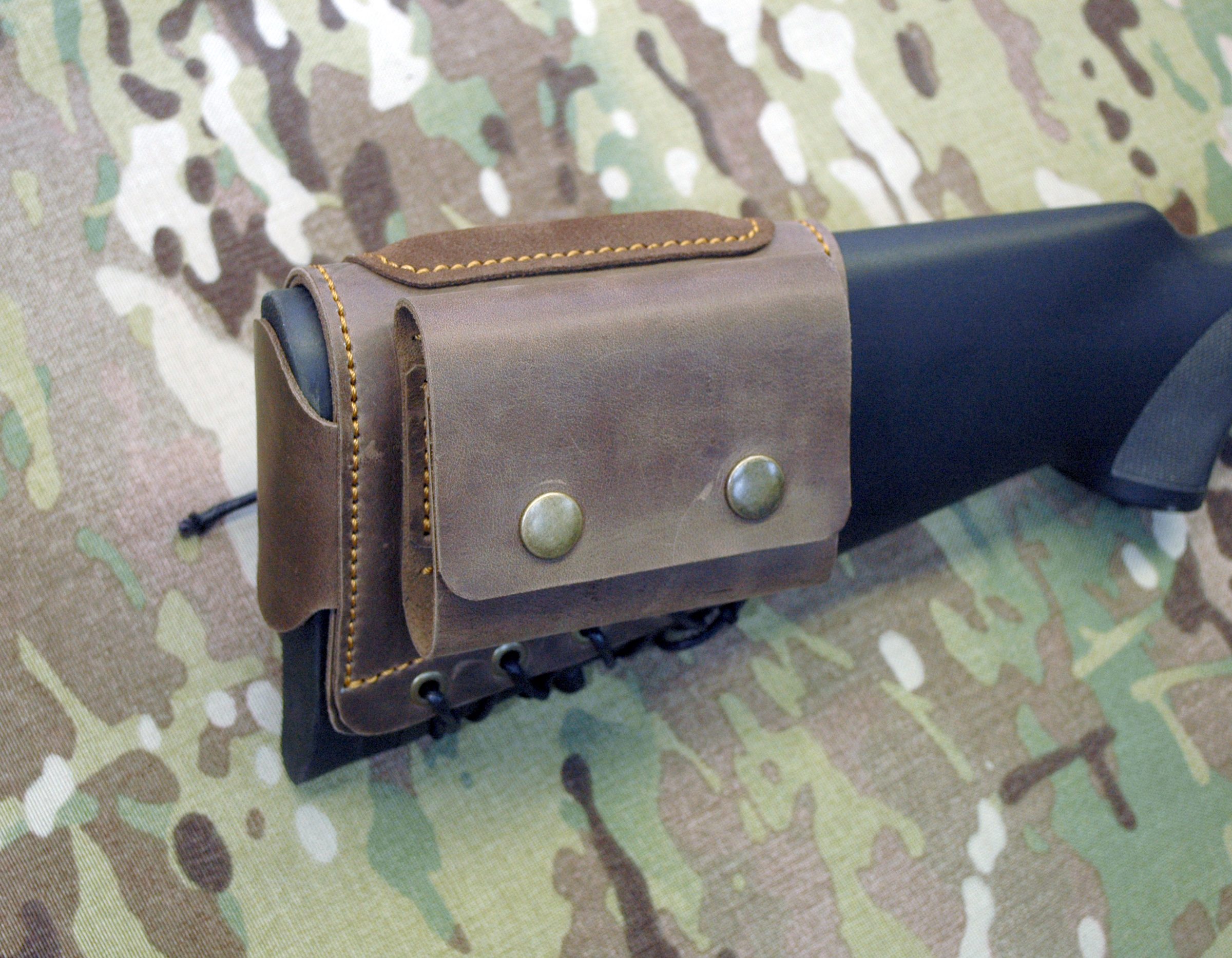 Lazhets Leather Buttstock Shotgun 5 Cartridge Holder Ammo 12G Gun Bullet Carrier 