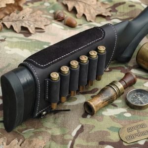 Buttstock cartridge cuff with suede cheek pad